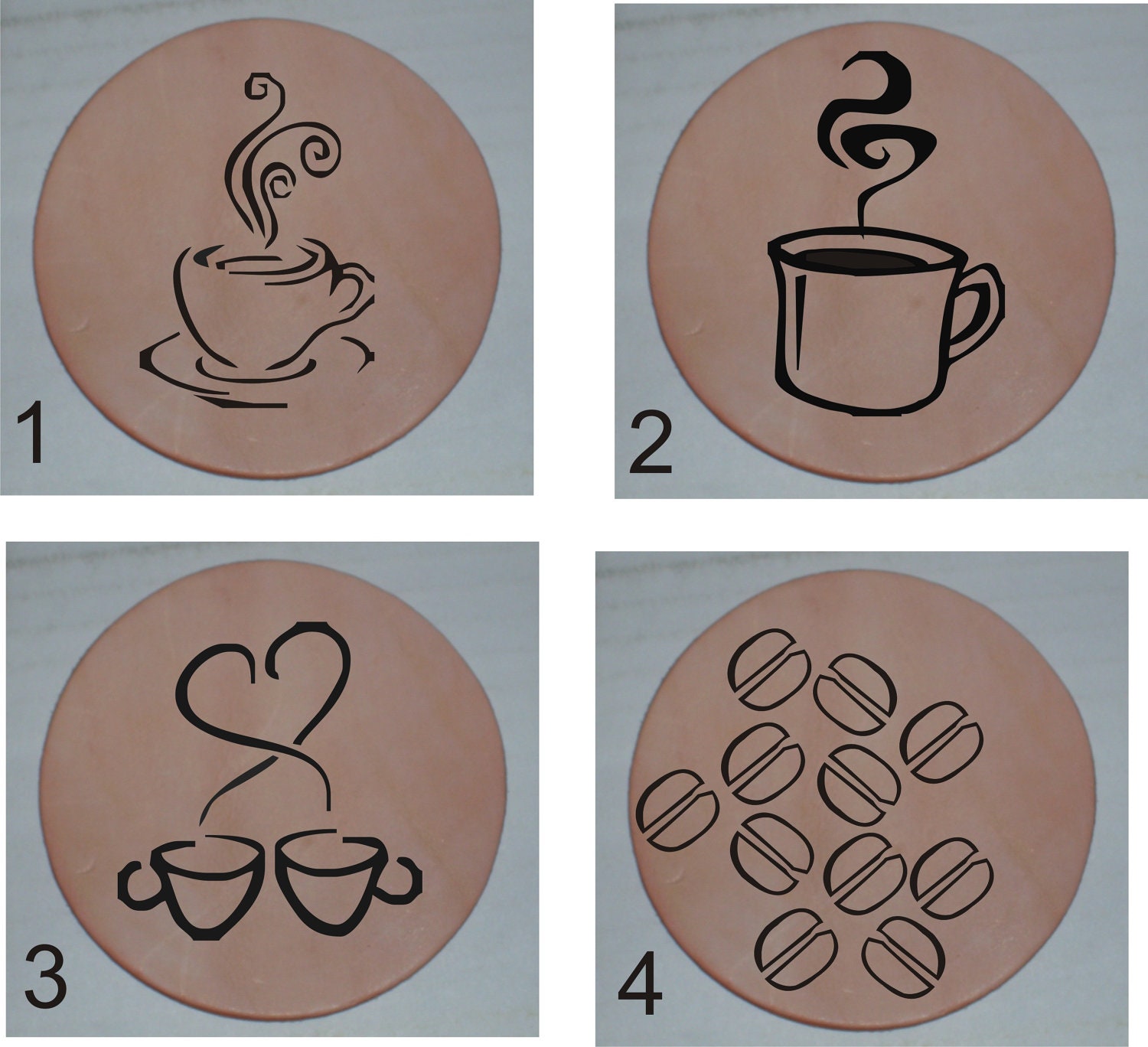Items similar to Coffee Custom Laser Engraved Leather Coasters on Etsy