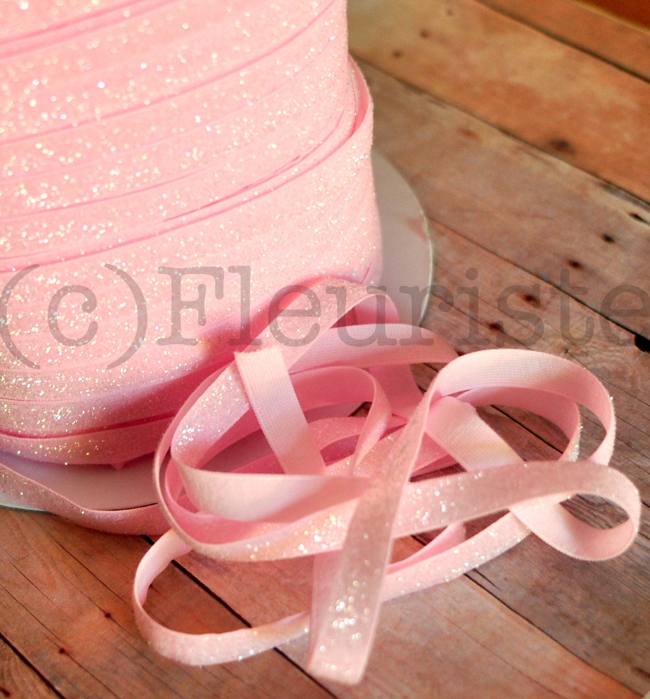 3/8 Inch Glitter Elastic-EXCLUSIVE Frosted Collection-5 Yards-Powder Pink