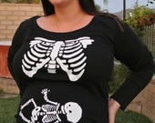 Long Sleeve custom skeleton xray Maternity shirt Halloween Dia De Los Muertos