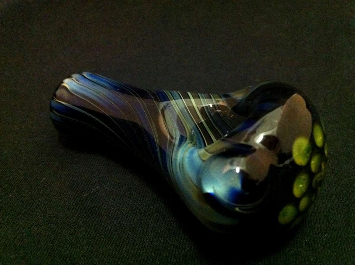 Half Price Sale - Black Glass Pipe Silver Fumed and Gold Fumed Honeycomb Tobacco Spoon Pipe