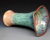 Flared Flower Vase Pottery Ocean Green D