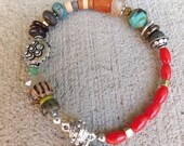 Artisan Bracelet  Rustic Red Multi Stone