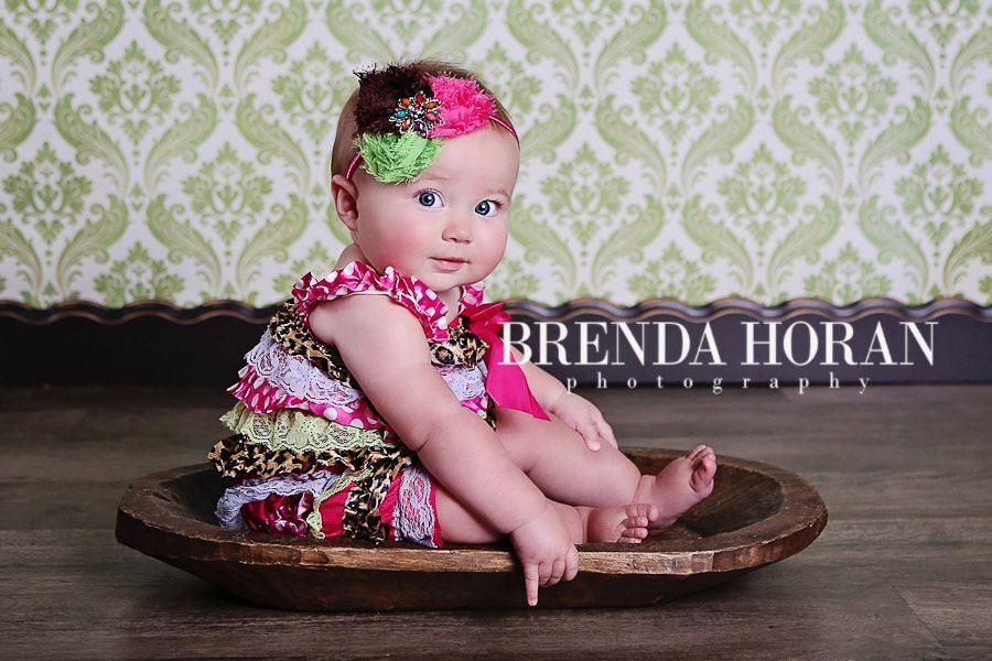 Satin ruffles petti romper w/ straps Cheetah, Hot Pink, Lime -  Npictures Boutique