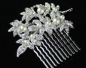 Victorian Style Wedding Hair Comb, Pearl & Crystal Bridal Hair Comb, Old Hollywood Glamor Hair Comb, Wedding Hair Accessory, MADDIE