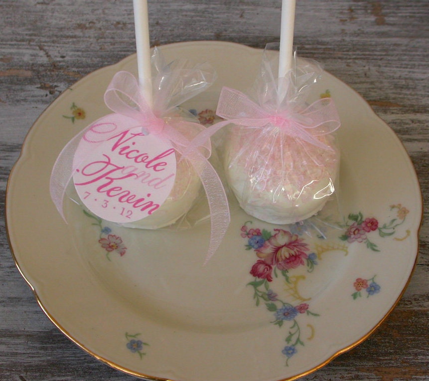 Wedding Favor Tags for cake pops, lollipops and cookie favors - 1.5 inch custom personalized tags (100) Il_570xn