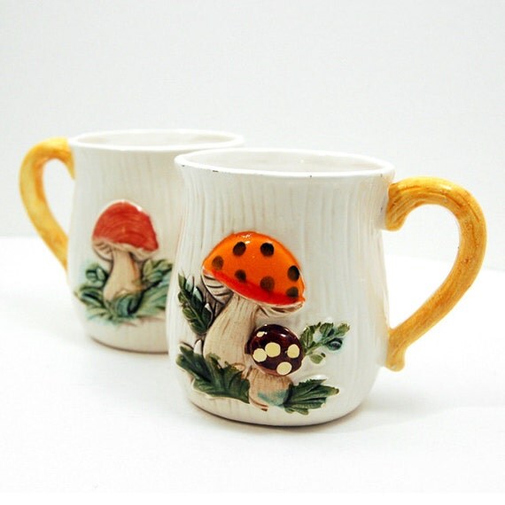 vintage Vintage Mushroom mushroom iheartvintagethrift by SET Ceramic Mugs  / cups Cups