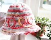SALE 3 to 6m Baby Girl Hat Flapper Hat Rainbow Summer Sun Hat Photo Prop - Crochet Girl Hat Baby Cloche Hat Infant Photography Prop