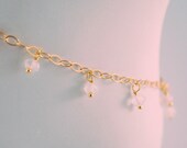 Rainbow Moonstone Anklet Genuine Gemstone Dangles Boho Indian Inspired Delicate Ankle Bracelet Gold Filled Jewelry Complimentary Shipping