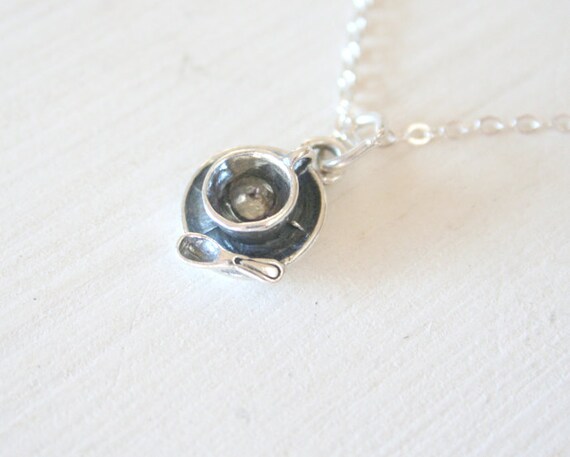 A Cup Of Tea A Sterling Silver Necklace simple by TwoLittleDoves