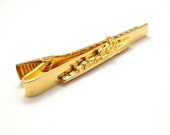 Gold Tie Clip Vintage Battle Ship 1980s