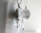 clearly dreaming ... earrings ... white howlite ... clear rock crystal - StoneSavvyJewelry