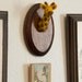 Miniature Needle-felted Giraffe Mounted Head on Wooden Plaque