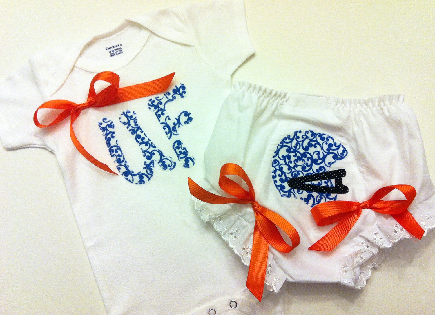 Game Day Onesie & Bloomer Set - Orange and Blue