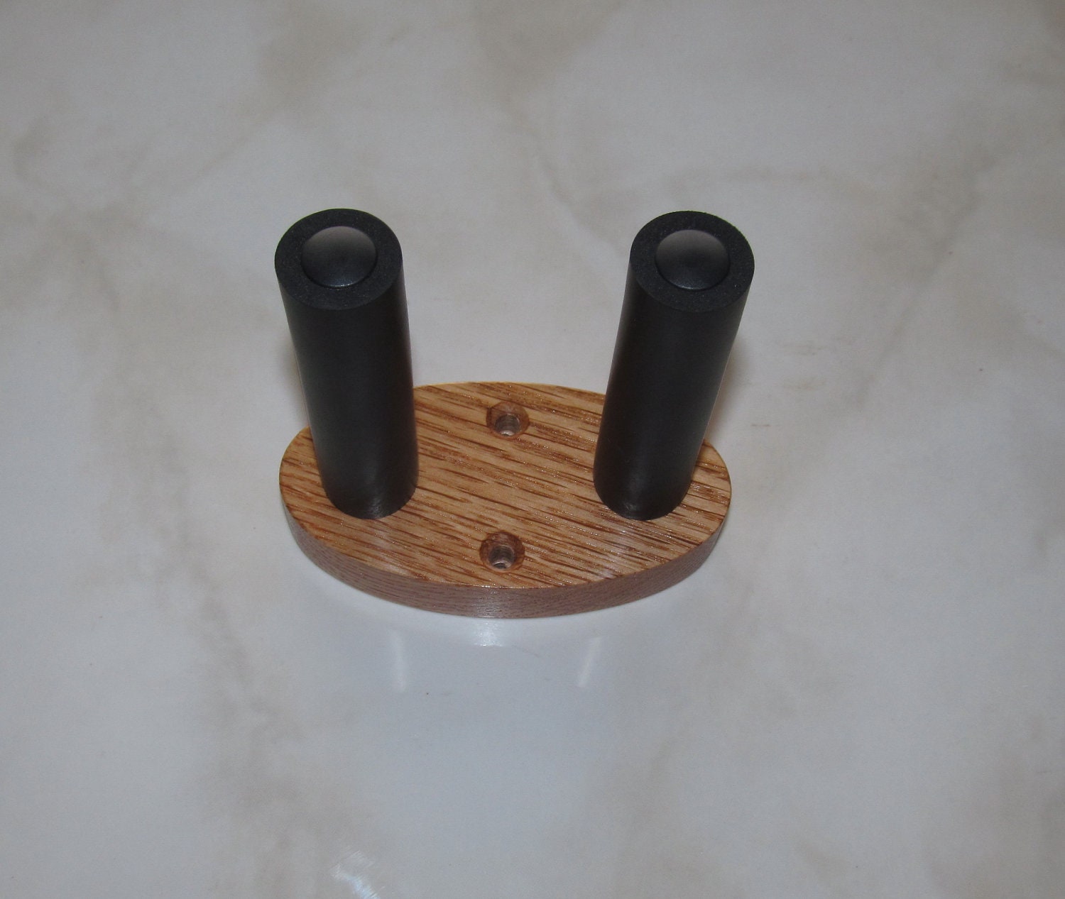 Red oak ukulele wall mount hanger, gloss finish