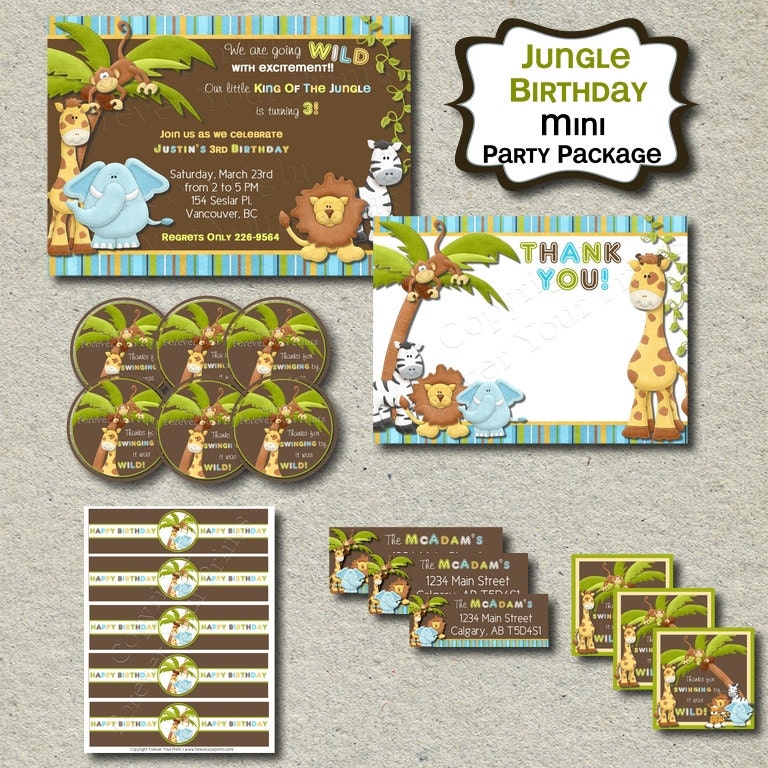 Jungle Birthday Party Package - DIY Printable - Forever Your Prints Il_570xn