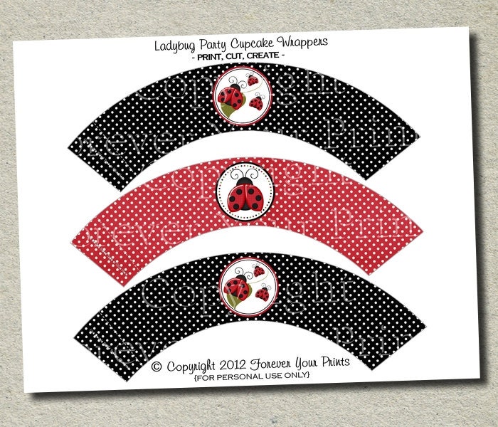 Ladybug Cupcake Wrappers - INSTANT DOWNLOAD Il_570xn