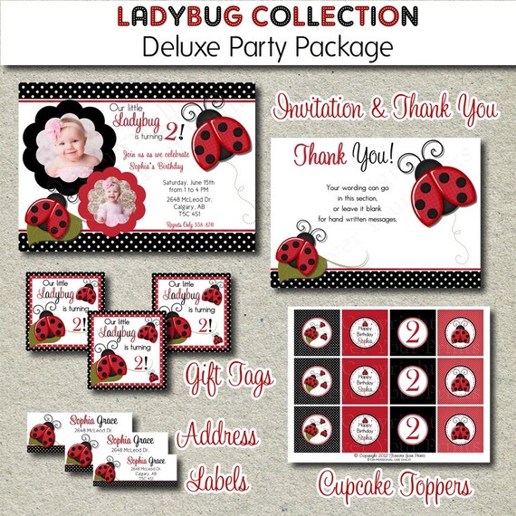 Ladybug Birthday Party Package - You Print - DELUXE PACKAGE Il_570xn