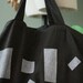 Made to Order, Large Market Tote, Shopper Bag : "Squares" Hand-printed on Washed Charcoal Grey