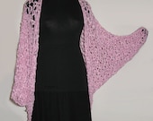 Crocheted Shawl Lacy Flowers Orchid Crocheted Cocoon Shawl