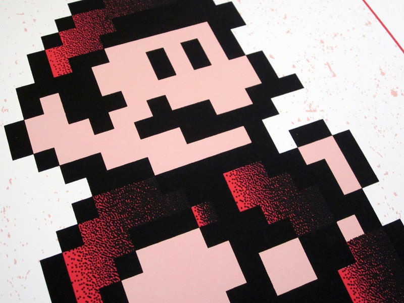 Nintendo's Mario 8-Bit 3-Color Screenprint