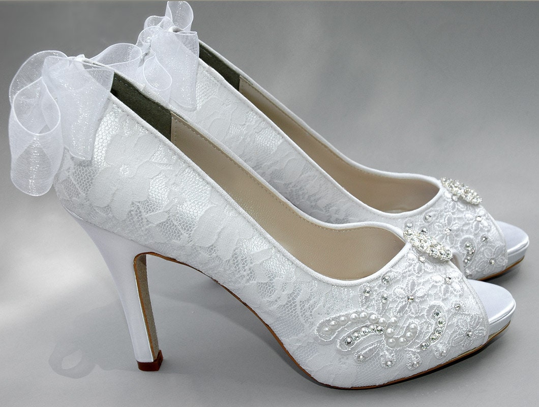 Wedding Shoes - Custom Colors 120 Choices - Peep Toe Heels, Wedding Shoes - PB384B Women's Bridal Shoes
