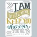 8x10 Giclee Print- Christian Art - I Am With You and Will Keep You - Hand Typography, Bible Verse Art, Blue, Mustard