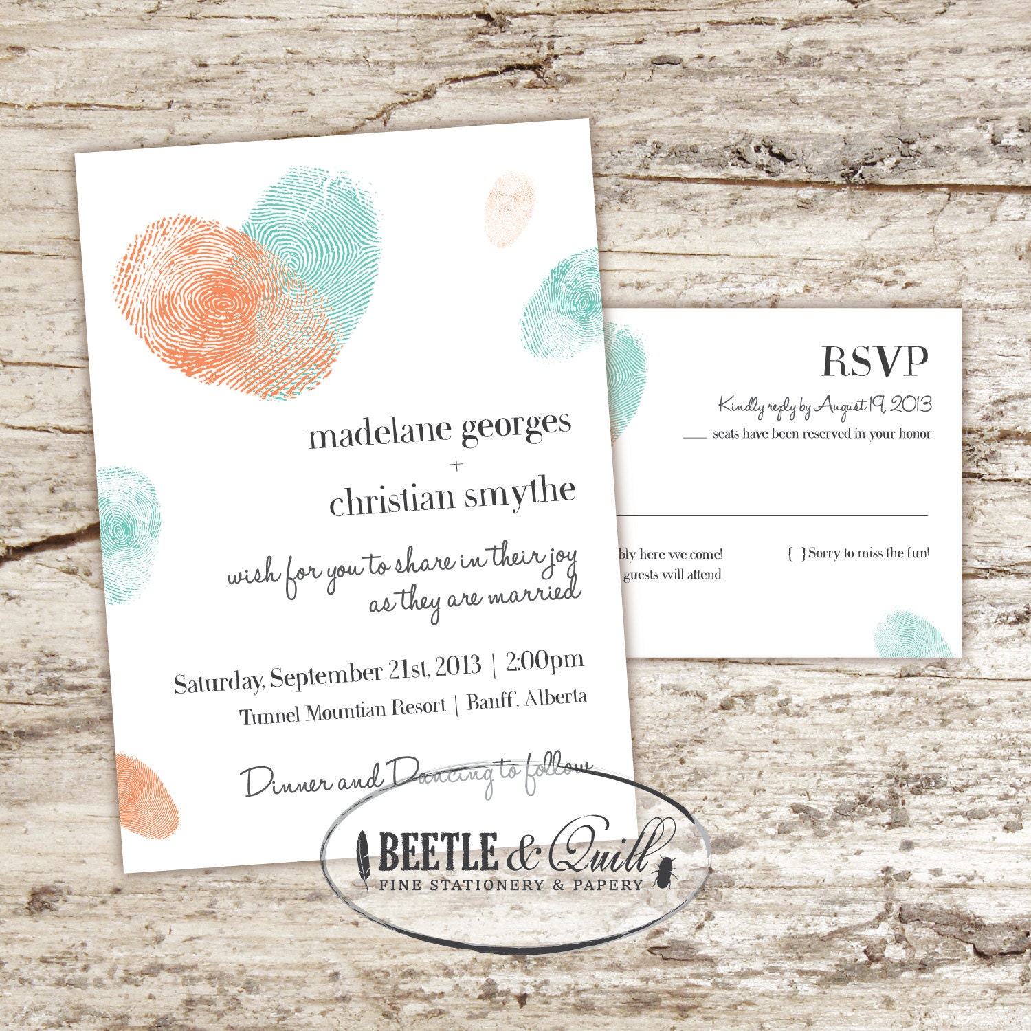 Fingerprints Printable Wedding Invitation Set