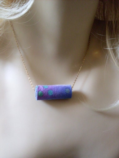 Watercolor Painted Textile Bead Necklace LJO Collection Jewelry