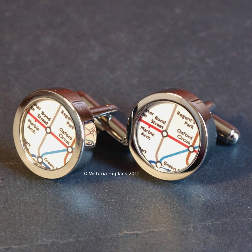 London Underground Cufflinks Marble Arch to Oxford Circus Central Line or Choose Your Own Destination
