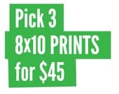 Art print sale: Pick any three 8x10 prints for 45.00