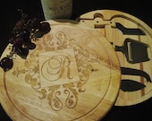 5 piece Personalized Cutting Board/Cheesetray - Custom Engraved  - Monogrammed -  Wedding Gift, Anniversary Gift - Housewarming