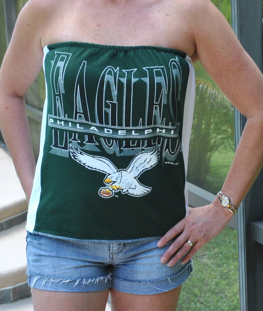 Philadelphia Eagles green NFL football gameday sports tube top strapless shirt
