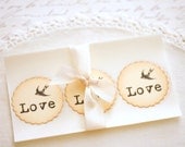 Love Sticker Seals Antique Inspired Envelope Seals Vintage Bird Stickers Wedding Seals Favor Stickers