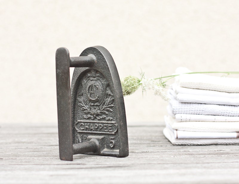 Antique French Sad Iron Chappee Flat Iron Rustic Houseware French Country Home Decor elitett tbteam teamcamelot