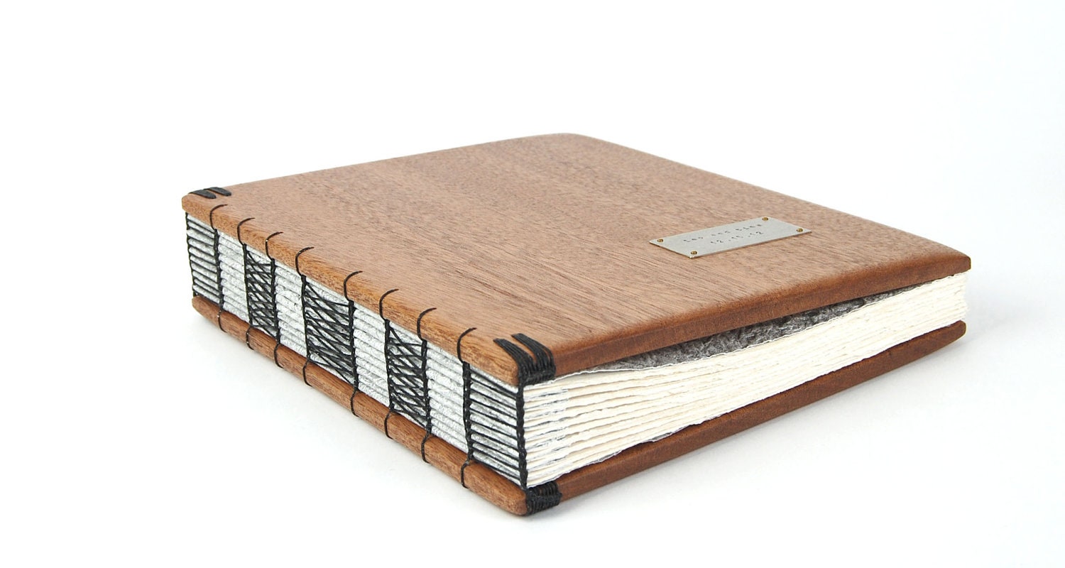 Wood Wedding Guest Book - Mahogany Wood Book - Large Rustic handmade Guestbook anniversary  winter fall wedding - made to order