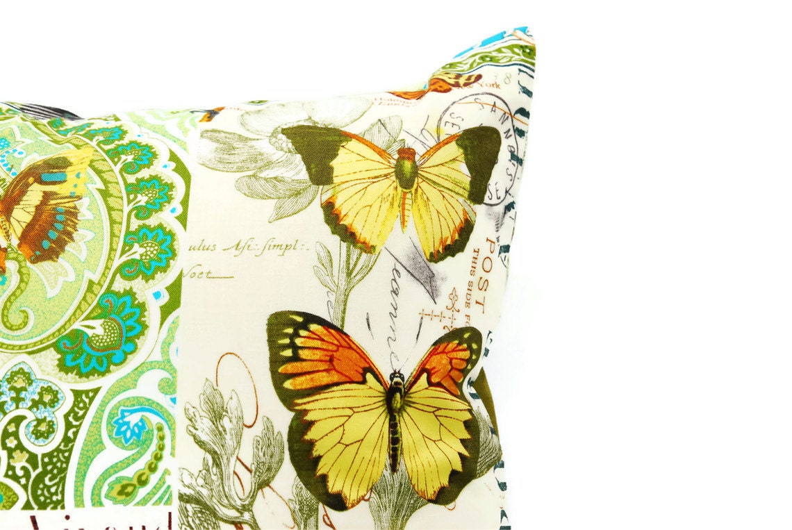 Birds and Flowers - Decorative Pillow cover, 18" x 18" cushion cover, throw pillow, envelope closure