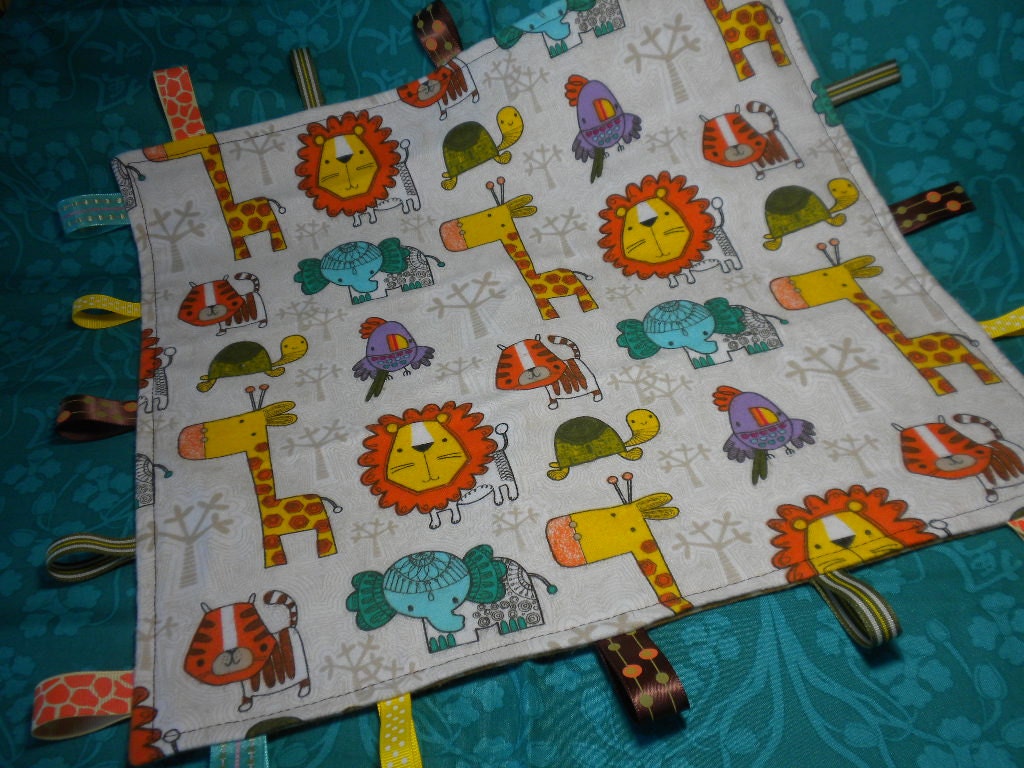 BABY SAFARI ANIMALS - Ribbon Taggie Blanket