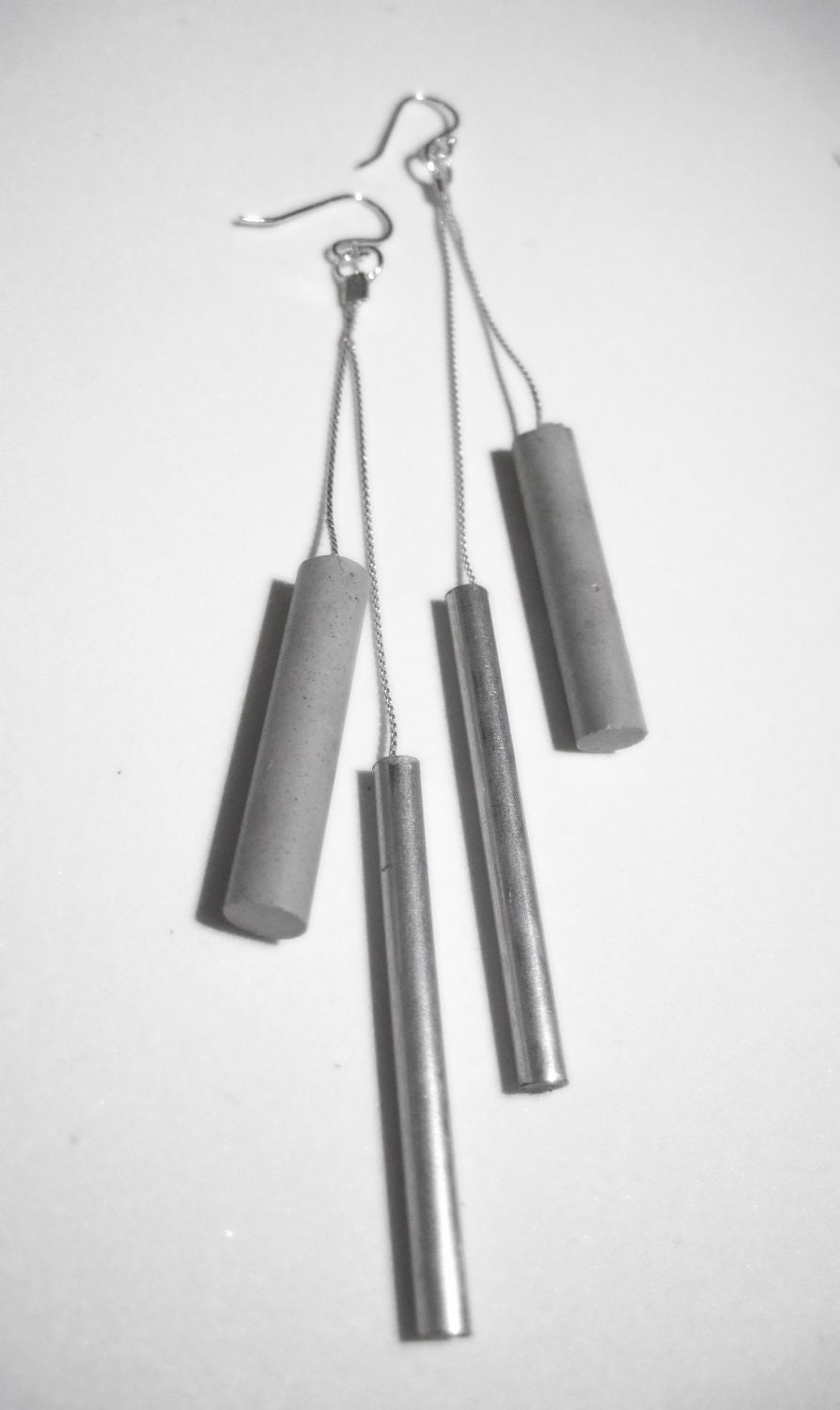 Metal and Concrete Cylinder Earrings
