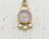 Lavender Amethyst & Pearls Necklace, 24k Gold Amethyst Pendant on Silver Chain