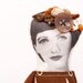 Beaded Romantic , ooak , art doll Wearing brown white scissors dress , Vintage Beads , Buttons & socks-handmade cloth doll