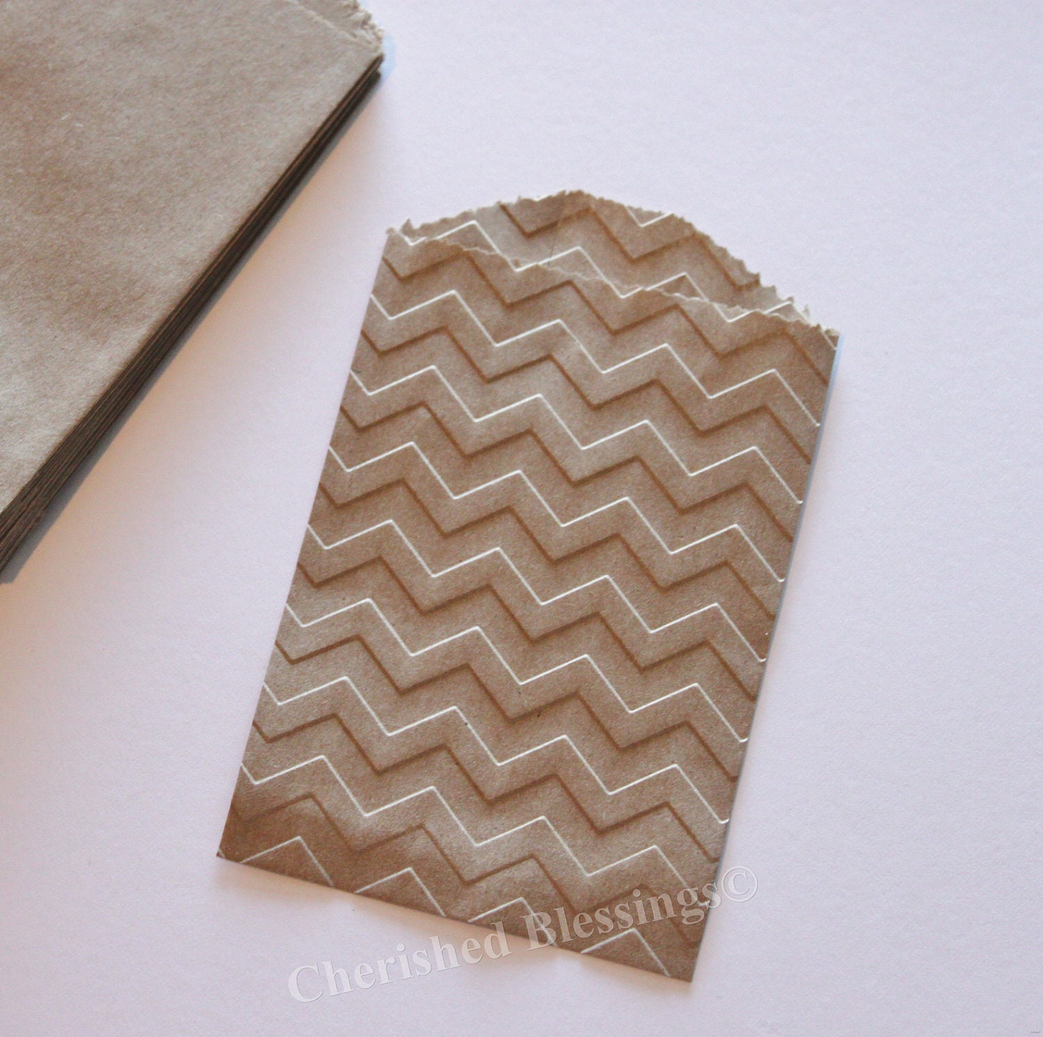 Wooden Cutlery Silverware Bags, Table Setting 20 Rustic MINI SIZE BAG Embossed Chevron Favor Paper Goods Birthday Wedding Baby Shower Il_570xn