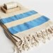 Turkish BATH Towel Peshtemal - LINEN - Blue