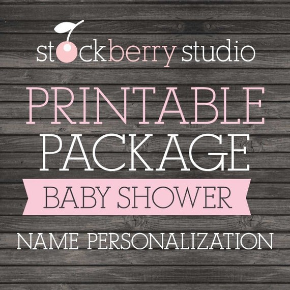 Stockberry Studio's Printable Party Package Baby Shower Name Personlization Il_570xn