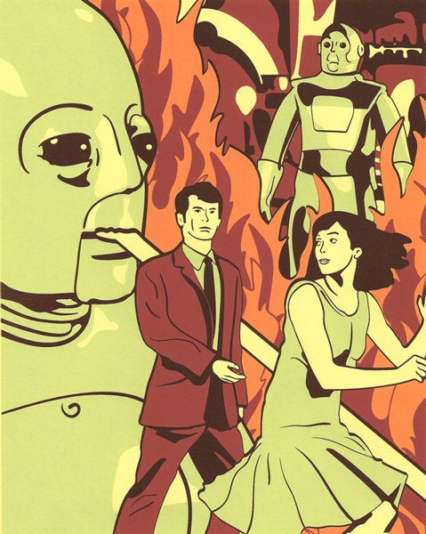 See Androids Fighting Brad and Janet (Silkscreen Print) - 8" x 10"