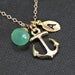 Gold Anchor Necklace,Gemstone Personalized Anchor Necklace Monogram, Nautical Theme Gift, Wedding Jewelry, Bridesmaid Jewelry