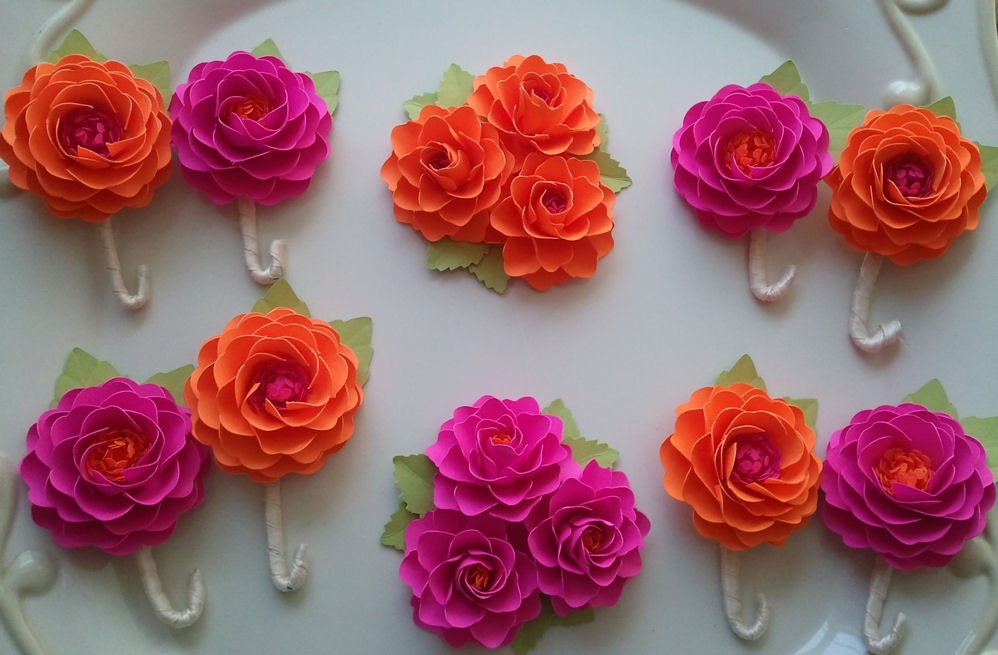 Handmade Paper Flowers - Boutineers - Corsages - Wedding - Baby Showers - Custom Colors - Made To Order Il_170x135