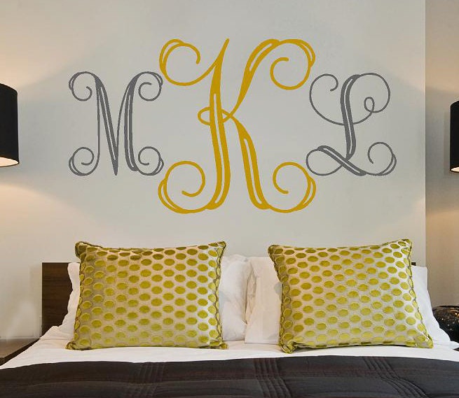 Personalized Monogram Initials Large -bedroom Vinyl Lettering wall words graphics Home decor itswritteninvinyl