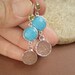 Linear Druzy Earrings Drusy Quartz Sterling Silver Bezel Set Turquoise and Peridot