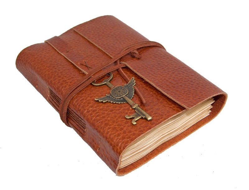 Light Brown Leather Journal with Tea Stained Pages