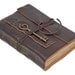 Brown Leather Journal with Tea Stained Pages and Heart Key Bookmark